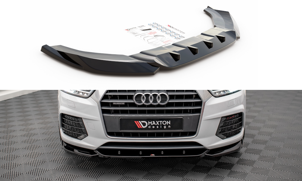 Voorspoiler V.1 Audi Q3 S-Line 8U FL Maxton Glans Zwart
