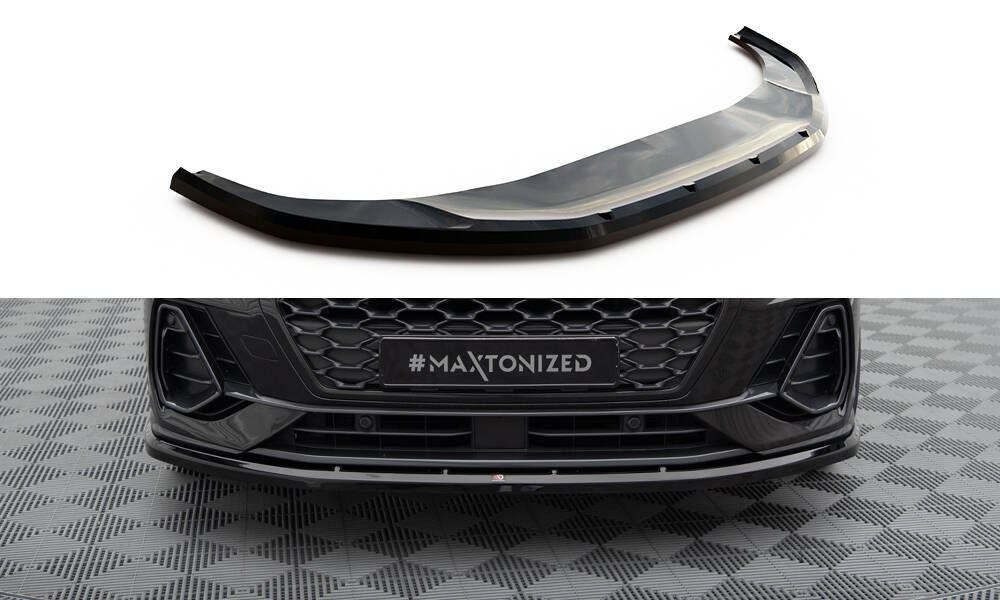 Voorspoiler V.1 Audi Q3 Sportback F3 Maxton Glans Zwart