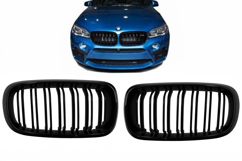 Glanzend zwarte Grills BMW X6 F16 2013-2016 M-Style