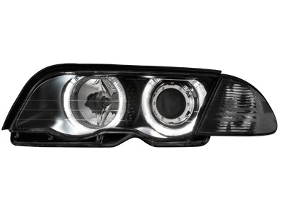 Faros para BMW E46 4 door 98-01. Angel Eyes negro