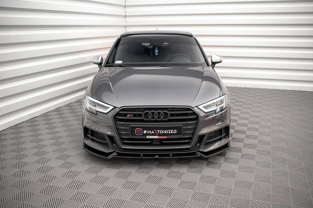 Voorspoiler V.1 Audi S3 Sportback 8V FL Maxton Glans Zwart