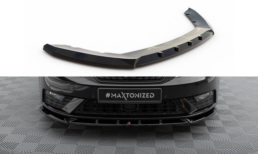 Voorspoiler V.1 Seat Leon 5F FL Maxton Glans Zwart