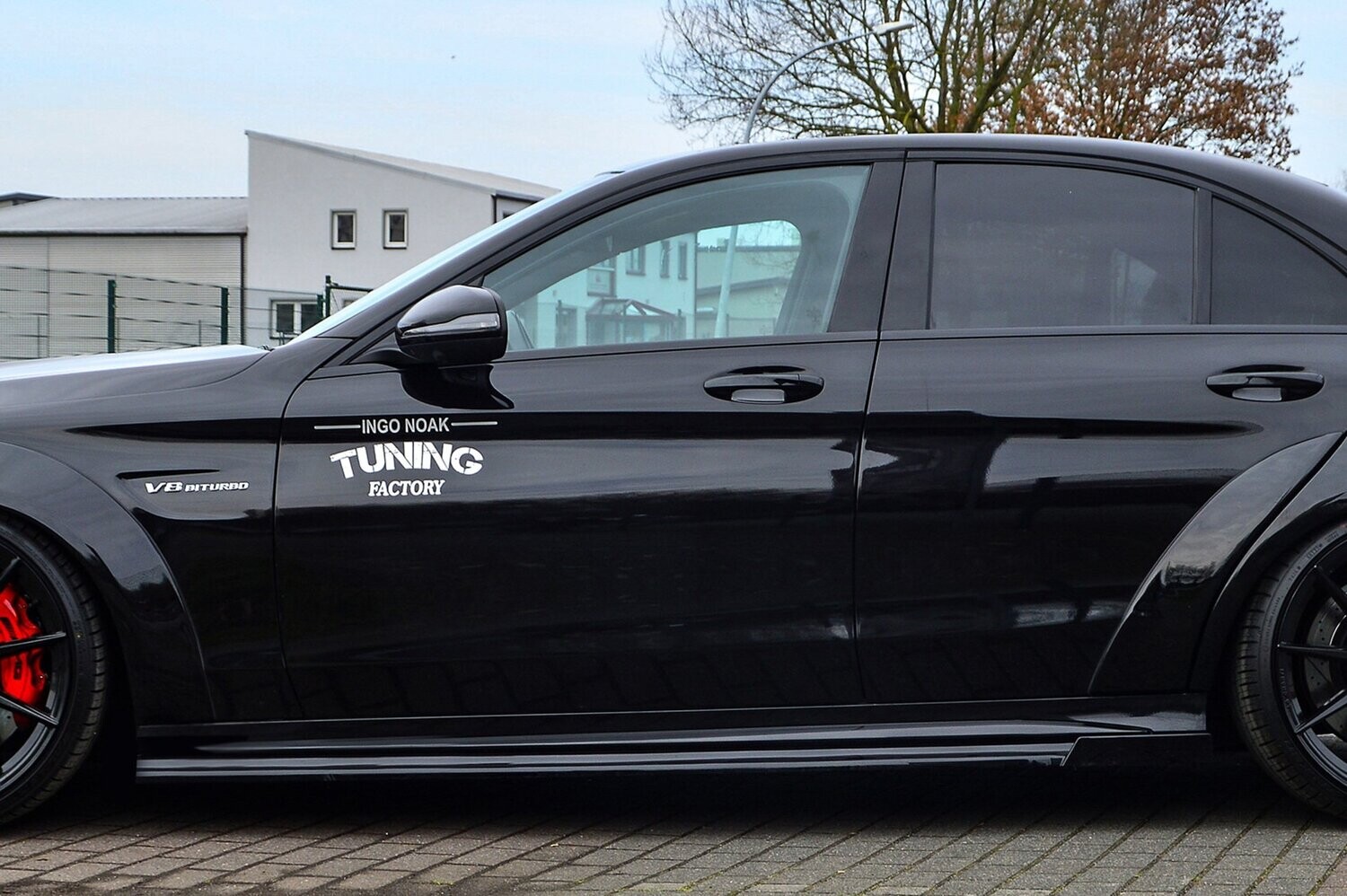 Zijskirts met vleugel voorzijde Mercedes C-Klasse C63AMG+S