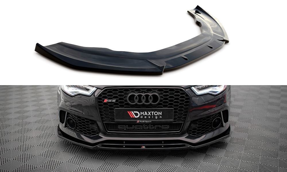 Voorspoiler voor Audi A6 C7 met RS6 Look Bumper Maxton Glans Zwart
