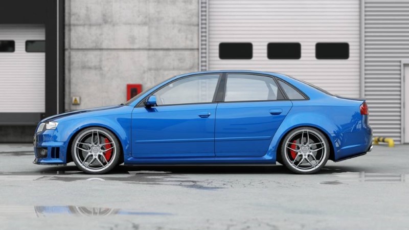Zijskirts Diffusers Audi RS4 B7 Glanzend Zwart