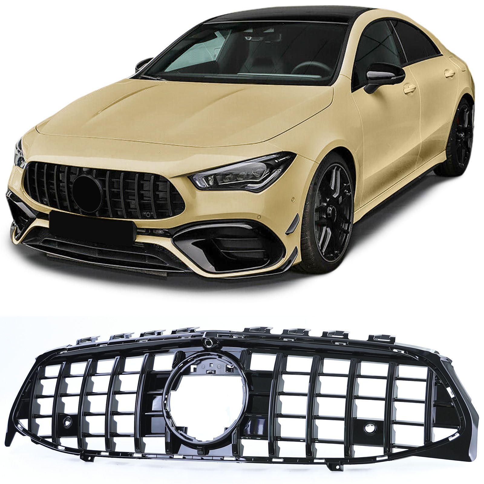 Grill Mercedes CLA C118, X118 Glans Zwart 19-23 GT Look