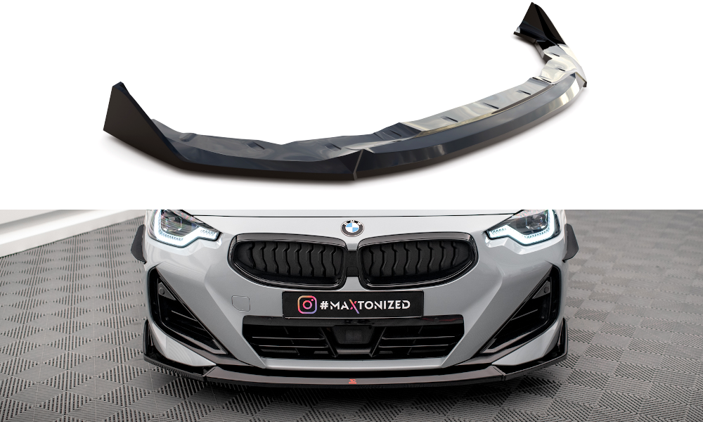 Voorspoiler V.3 BMW 2 Serie G42 Coupe M Pakket & M240i Maxton Glans Zwart