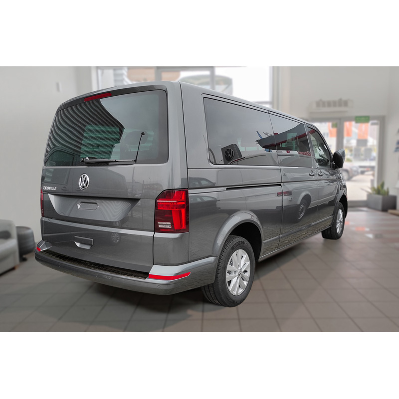 Echt 3D Carbon Achterbumperprotector  Volkswagen Caravelle T6 2015-2019 & Caravelle T6.1 2019- (met achterklep) 'Ribs'
