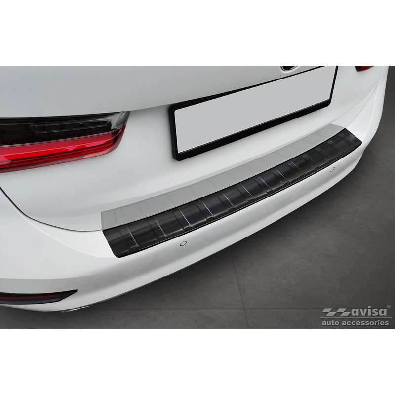 Zwart RVS Achterbumperprotector  BMW 3-Serie G21 Touring 2019-2022 'Ribs'