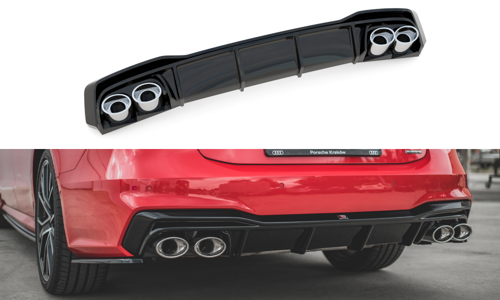 Diffuser Audi A7 C8 S-Line Maxton Glans Zwart Chrome Sierstukken
