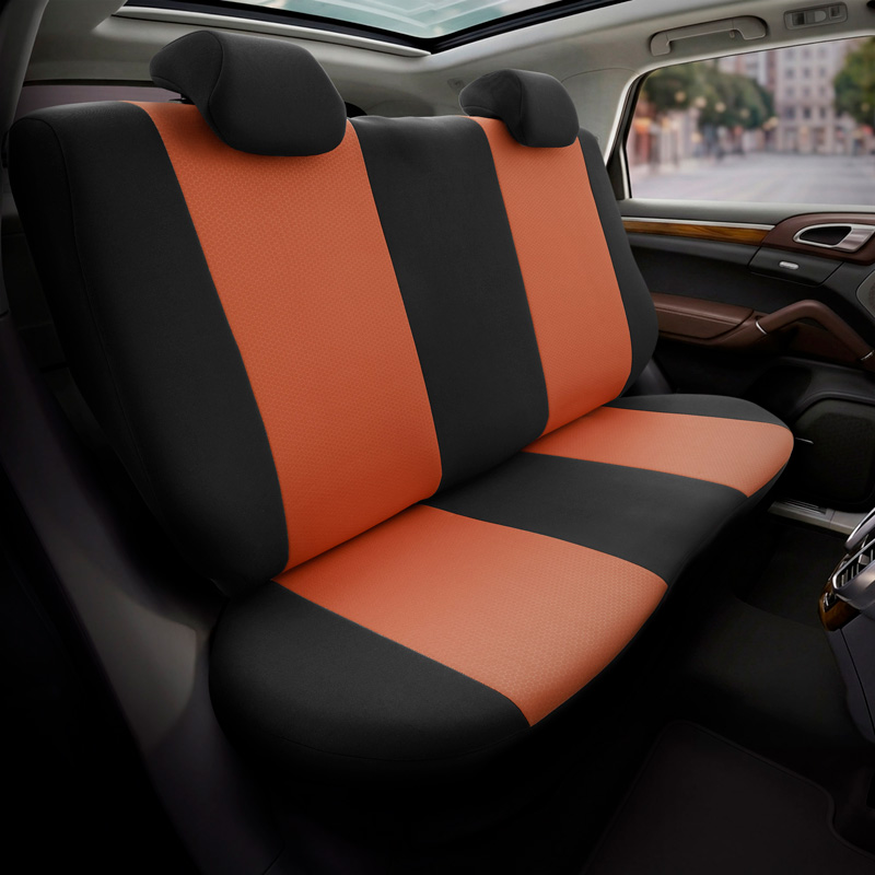 otoM Universele Stoffen Stoelhoezenset 'SelectedFit One' Zwart/Camel - 10-delig - geschikt voor Side-Airbags
