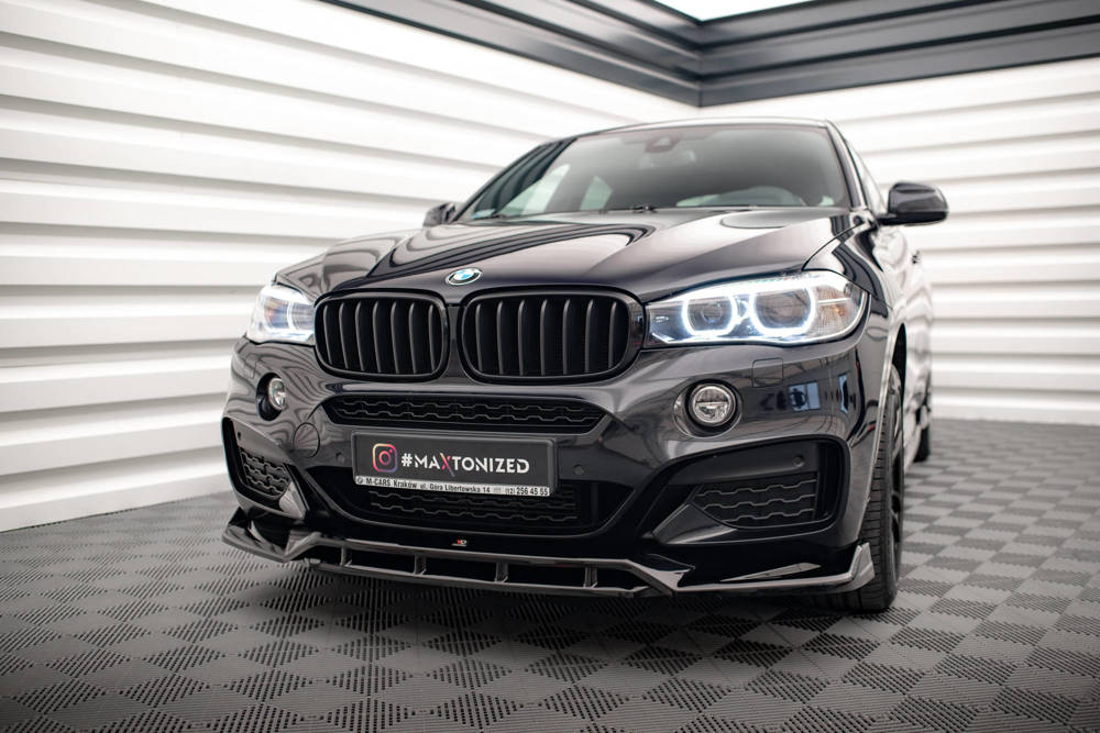 Voorspoiler V.3 BMW X6 M pakket F16 Maxton Glans Zwart