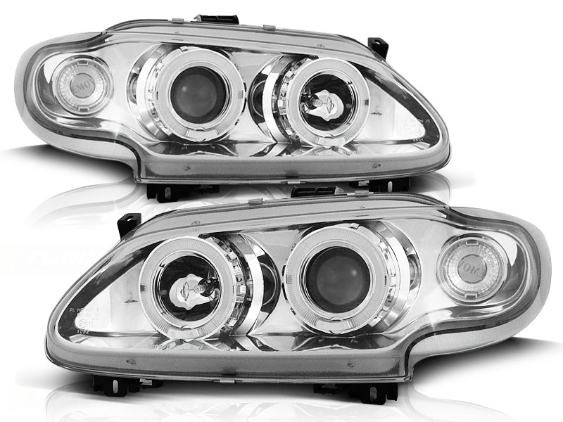Faros Renault Megane 96-99 3/5 door Angel Eyes cromo
