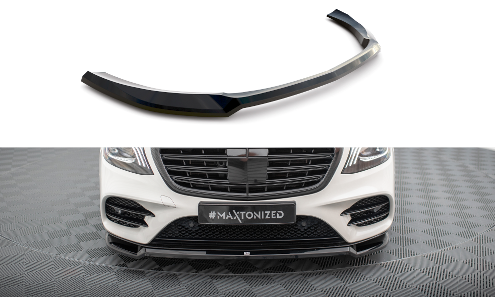 Voorspoiler V.1 Mercedes Benz S Klasse AMG Pakket W222 FL Maxton Glans Zwart
