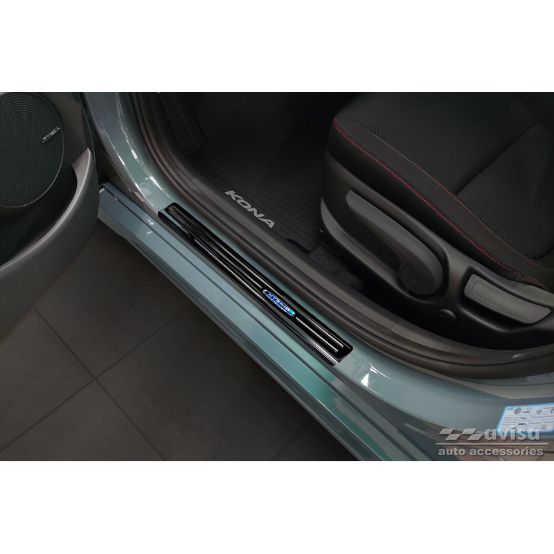Zwart RVS Instaplijsten  Hyundai Kona 2017-2020 & FL 2020-2023  'Hybrid' - 4-delig