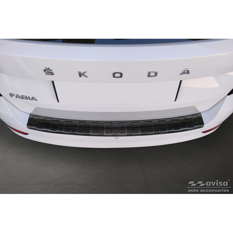 Zwart RVS Achterbumperprotector  Skoda Fabia III Combi FL 2018- 'Ribs'