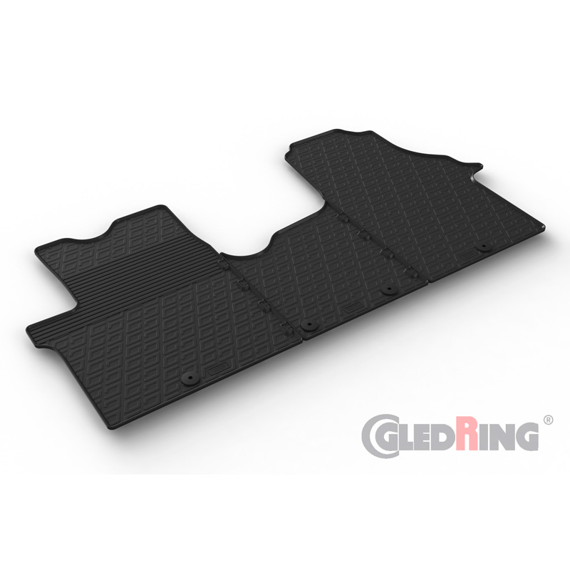 Gledring Rubbermatten  Fiat Talento 2016- / Renault Trafic 2014-2019 / Opel Vivaro 2014-2019 / Nissan NV300 2016- (Bus) (1ste zitrij) (G profiel 3-delig + montageclips)