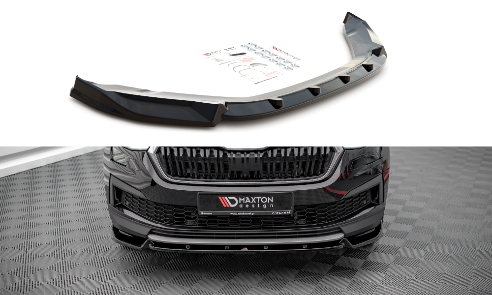 Voorspoiler V.1 Skoda Kodiaq Mk1 Facelift sportline Maxton Design glans zwart