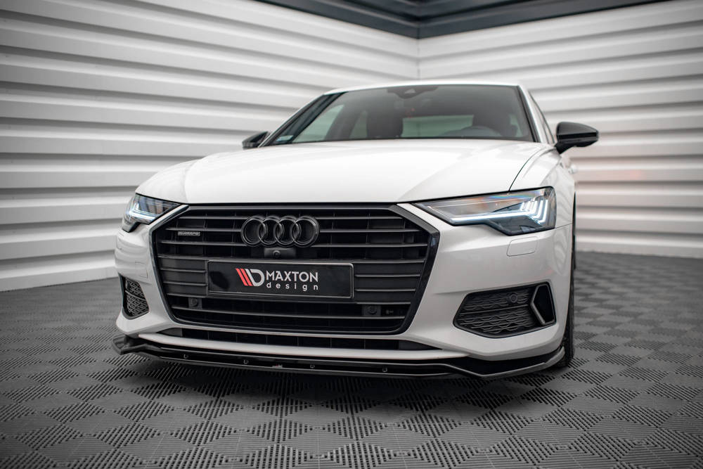 Voorspoiler V.3 Audi A6 C8 Maxton Glans Zwart