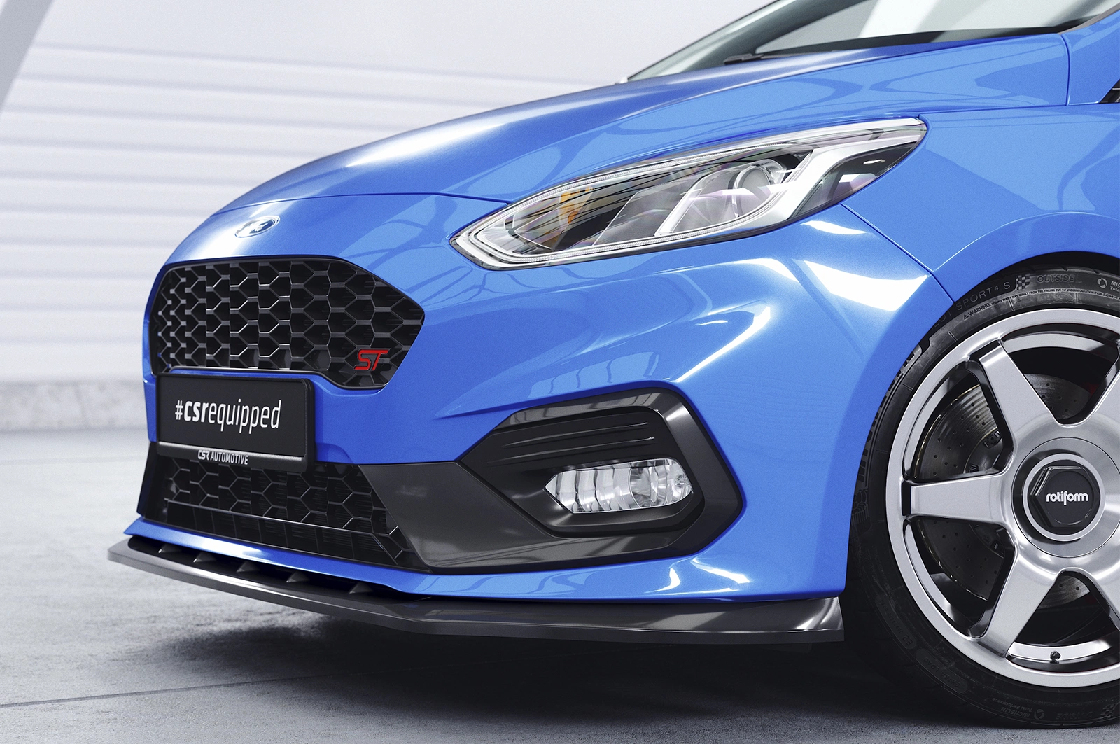 Voorspoiler Ford Fiesta MK8 ST/ST-Line Glans Zwart – 2017–