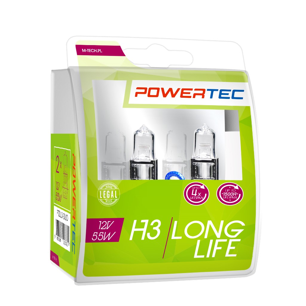 Mtech Powertec SuperWhite H3 bulbs 12V DUO