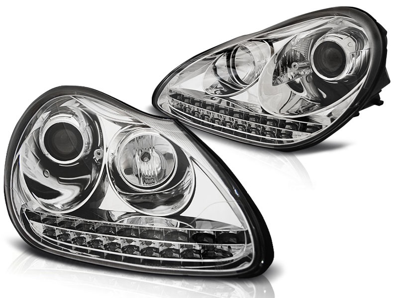 Headlights Porsche Cayenne xenon LED DRL look chrome