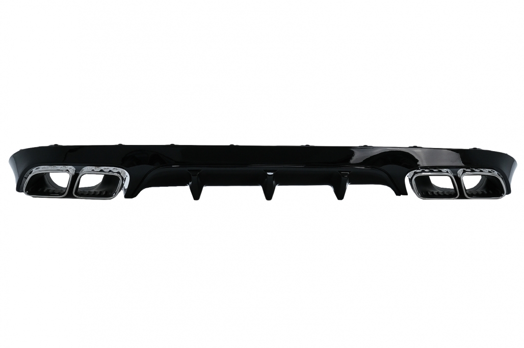 Diffusor E63 Look Mercedes E-Class C238 Coupe Cabrio (2016-..) Piano Black Met Zilveren Sierstukken