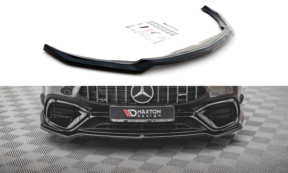 Voorspoiler V.3 Mercedes AMG CLA 45 Aero C118 Maxton Design glans zwart