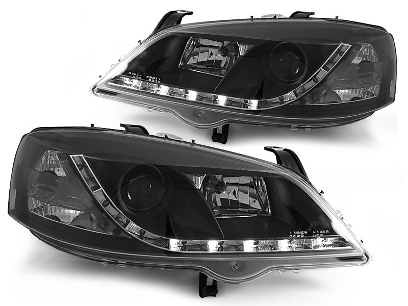 Faros Opel Astra G 98-03 negro con echte led DRL