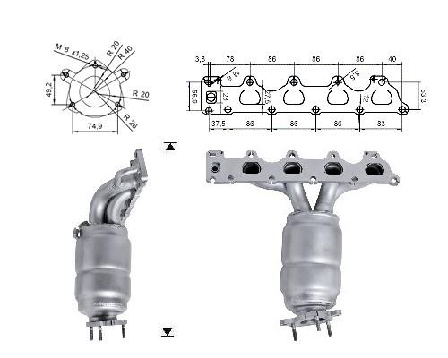Fiat STILO 1.6i 16V 1598 cc 77 Kw / 105 cv 192B30 Magnaflow CAT