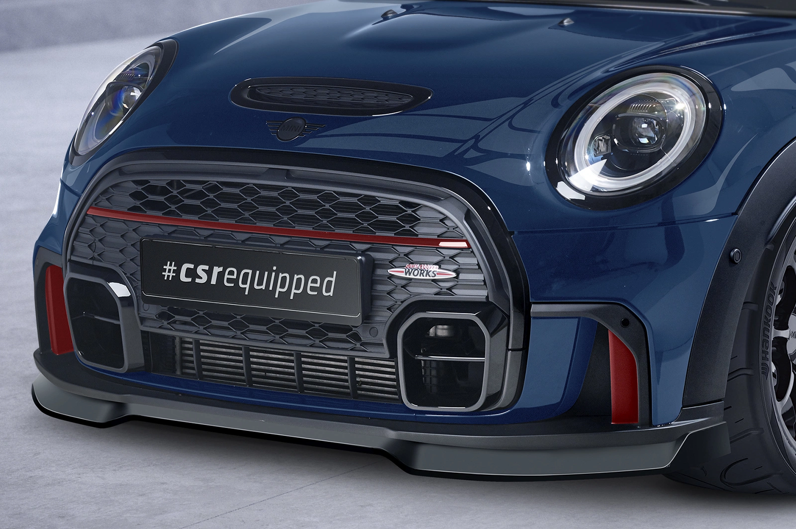 Voorspoiler Mini F55, F56, F57 JCW-Trim Glans Zwart (2e Facelift, 2021–) CSR