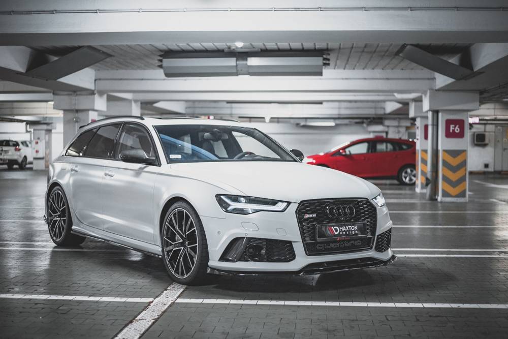 Voorspoiler V.4 Audi RS6 C7 Maxton Glans Zwart