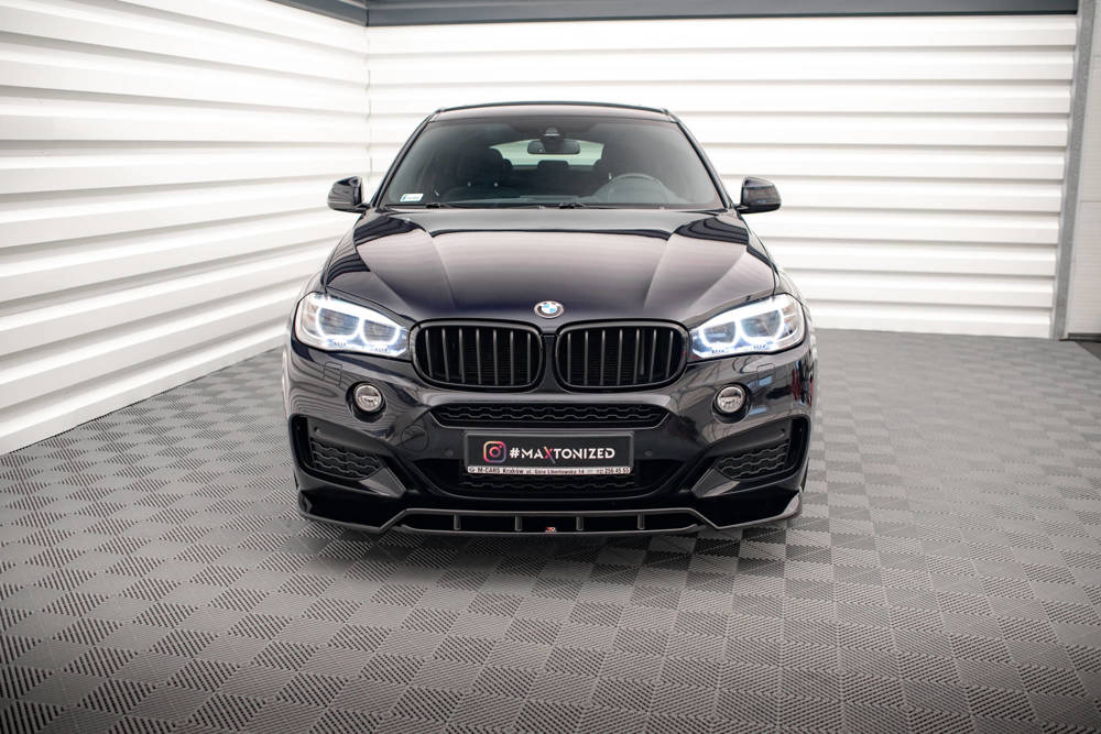 Voorspoiler V.2  BMW X6 M pakket F16 Maxton Glans Zwart
