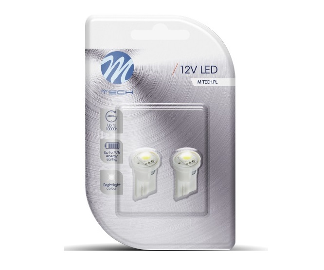 2x M-tech L040 Wit LED T10 12V 1x SMD5054