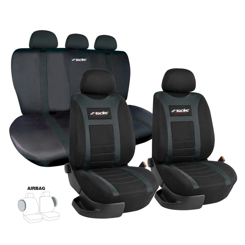 Simoni Racing Stoelhoezenset Type H - Zwart - Complete set 11-delig