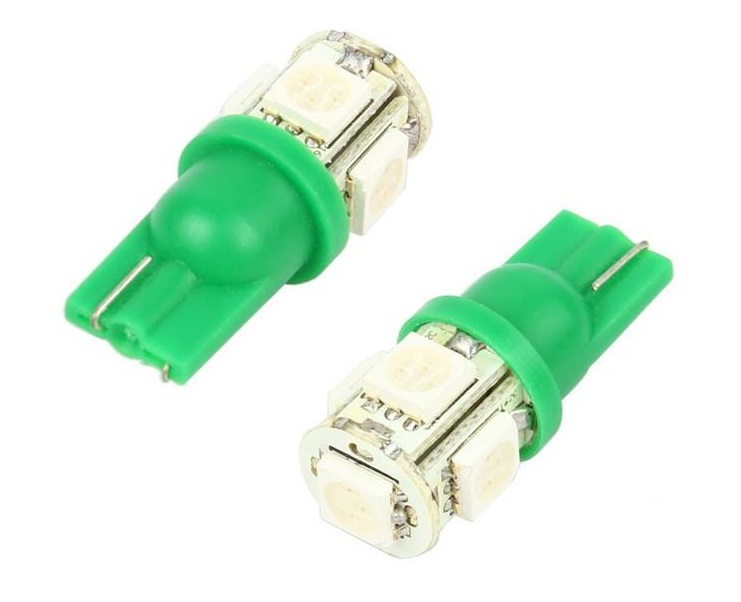 M-tech L054 groen LED T10 12v 5x SMD5050 2 stuks