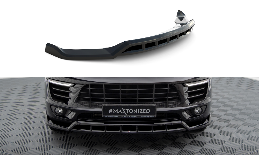 Voorspoiler V.3 Porsche Macan Mk1 Maxton Glans Zwart