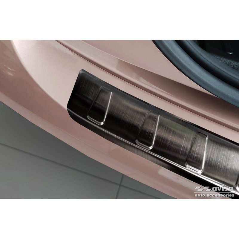Zwart RVS Achterbumperprotector  Fiat 500e Berlina, 3+1 & Cabrio 3-deurs 2020- 'Ribs'