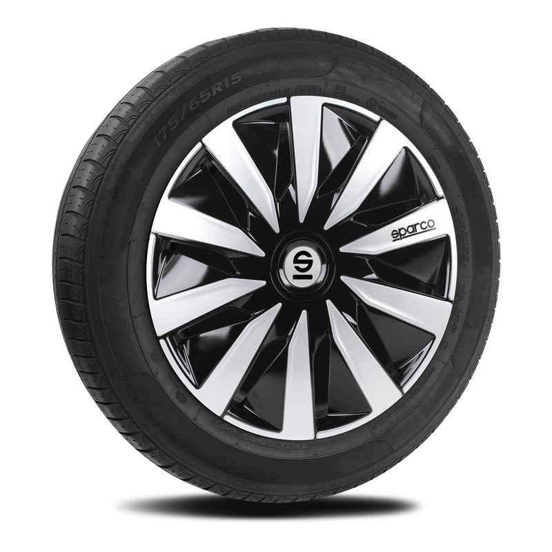 4-Delige Sparco Wieldoppenset Lazio 13-inch zwart/zilver