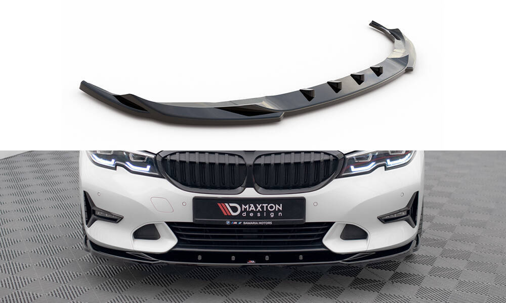 Voorspoiler V.2 BMW 3 Serie Sport Line G20 G21 Maxton Glans Zwart