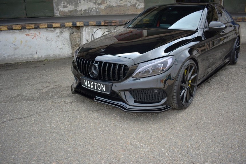 Voorspoiler Mercedes C43 AMG W205 Maxton Design glans zwart