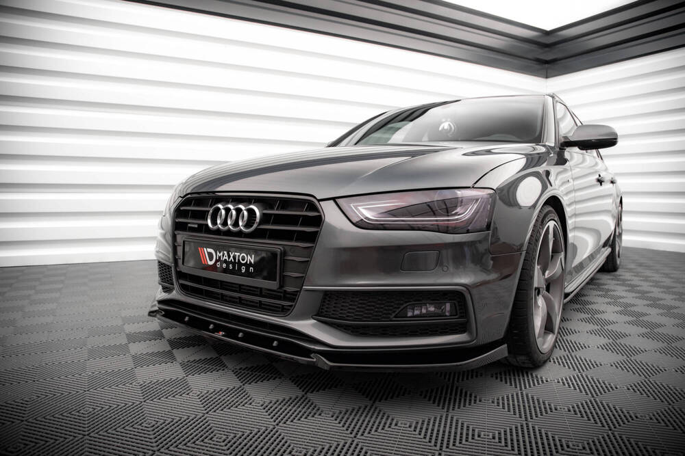 Voorspoiler V.3 Audi A4 S-Line / S4 B8 FL Maxton Glans Zwart