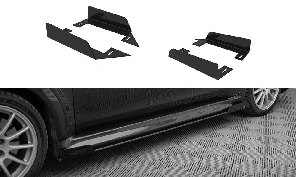 Street Pro Zij Flaps Mitsubishi Lancer EVO X Maxton Glanzend zwart