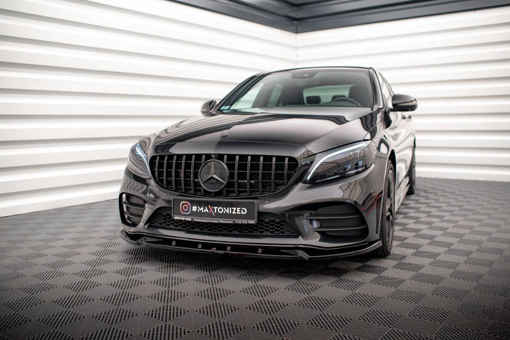 Voorspoiler V.2 Mercedes C Klasse AMG Line & C43 AMG W205 / C205 Facelift Maxton Glans Zwart