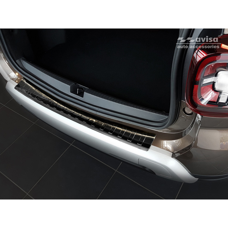 Zwart RVS Achterbumperprotector  Dacia Duster II 2018-2021 & FL 2021-2024 'Ribs'