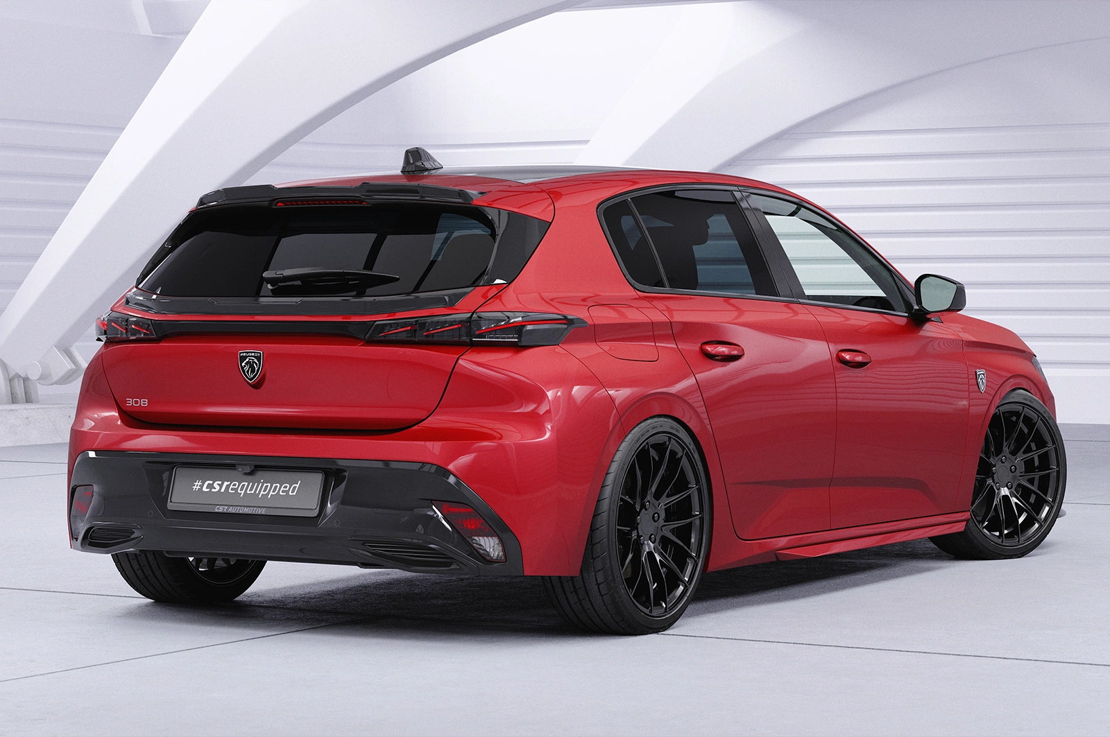 Achterspoiler Peugeot 308 (P51) glans zwart