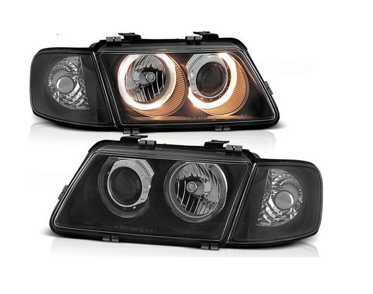 Faros Audi A3 8L 96-00  Angel Eyes negro