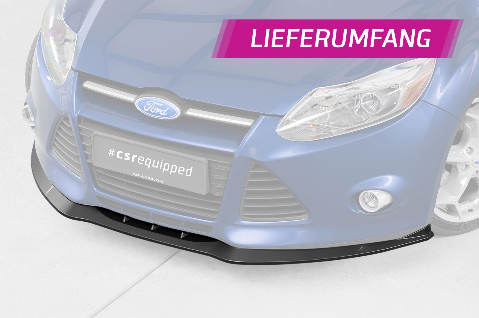Voorspoiler Ford Focus MK3 Basis 2010–2014 (voor Facelift) – CSR Automotive – Glans Zwart