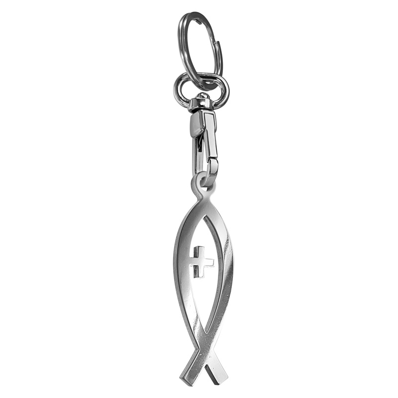 RVS sleutelhanger - 'Ichthus-teken' (Zilver)
