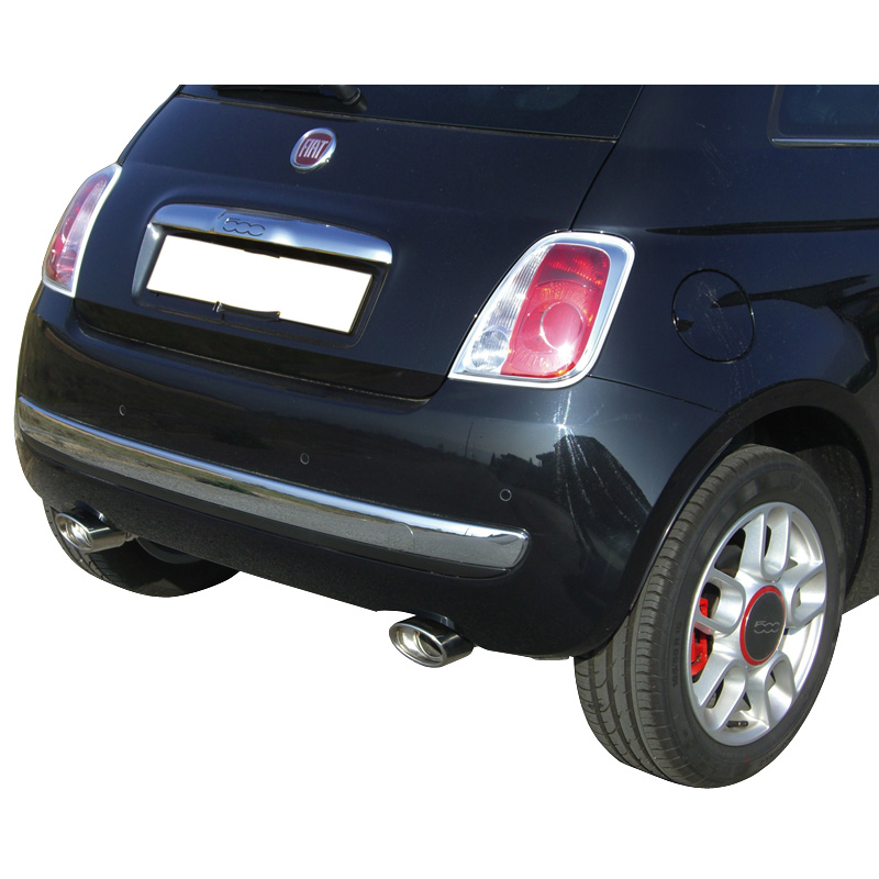 100% RVS Dubbele Sportuitlaat  Fiat 500 1.4 16v (100pk) 2007- 120x80mm